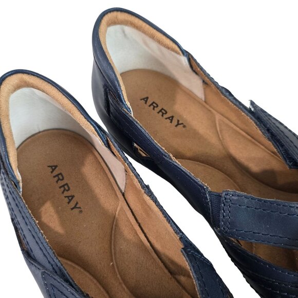 Array Cheyn Wale navy Loafer size12 Leather Upper Slip-On Shoes Cutout Design - Picture 5 of 9